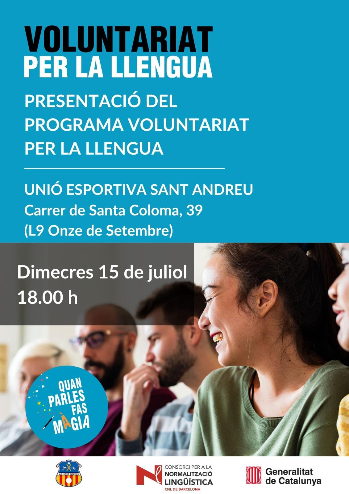 La UE Sant Andreu s’adhereix al Voluntariat per la Llengua i acollirà la presentació del programa